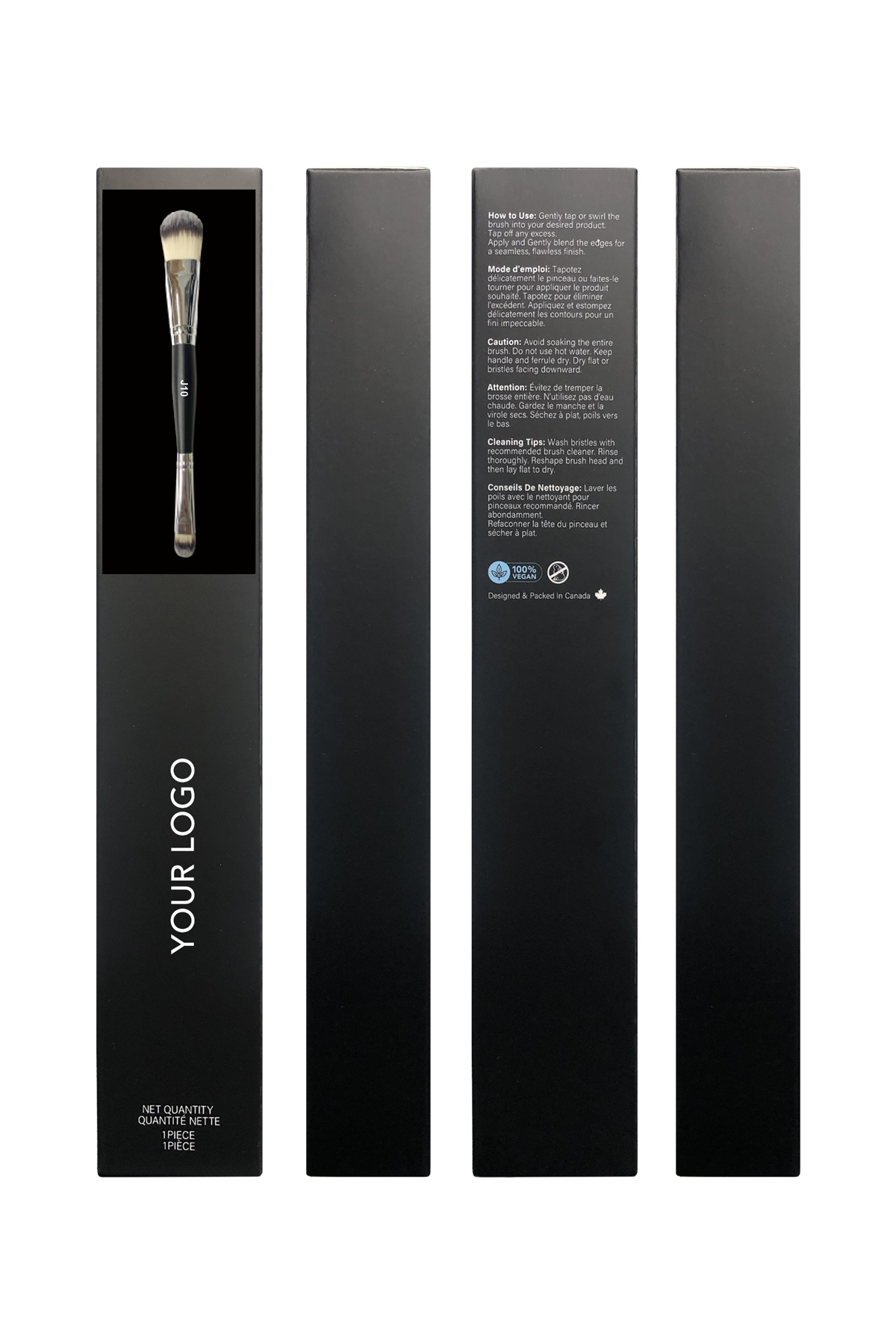 J10 Duo Ended Foundation and Concealer Brush w Box