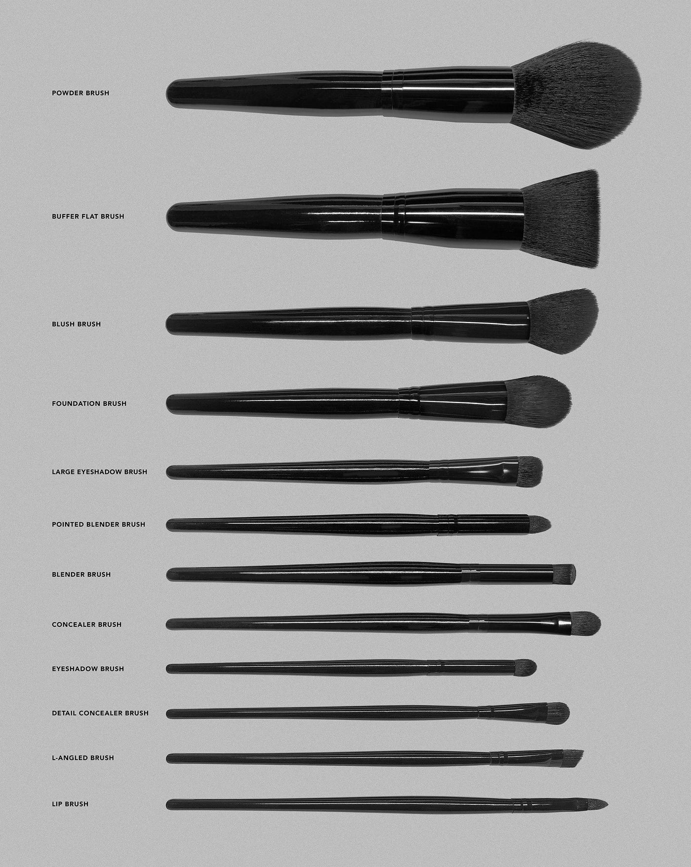 12 Pieces Satin Pouch Brush Set Black (Face)