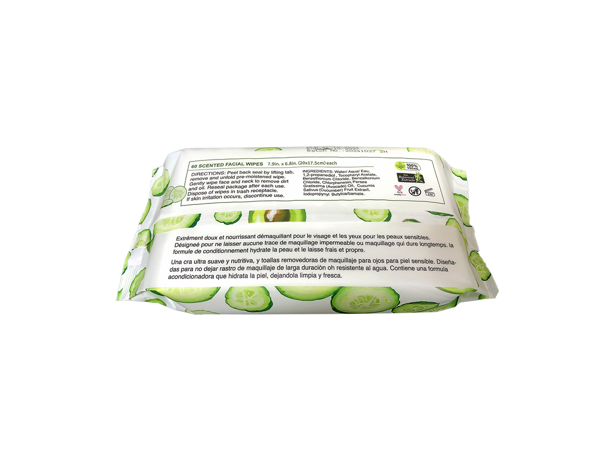 Makeup Wipes 60 sheets (7.9 in X 6.8 in) - Infused with Avocado, Cucumber and Vitamin E