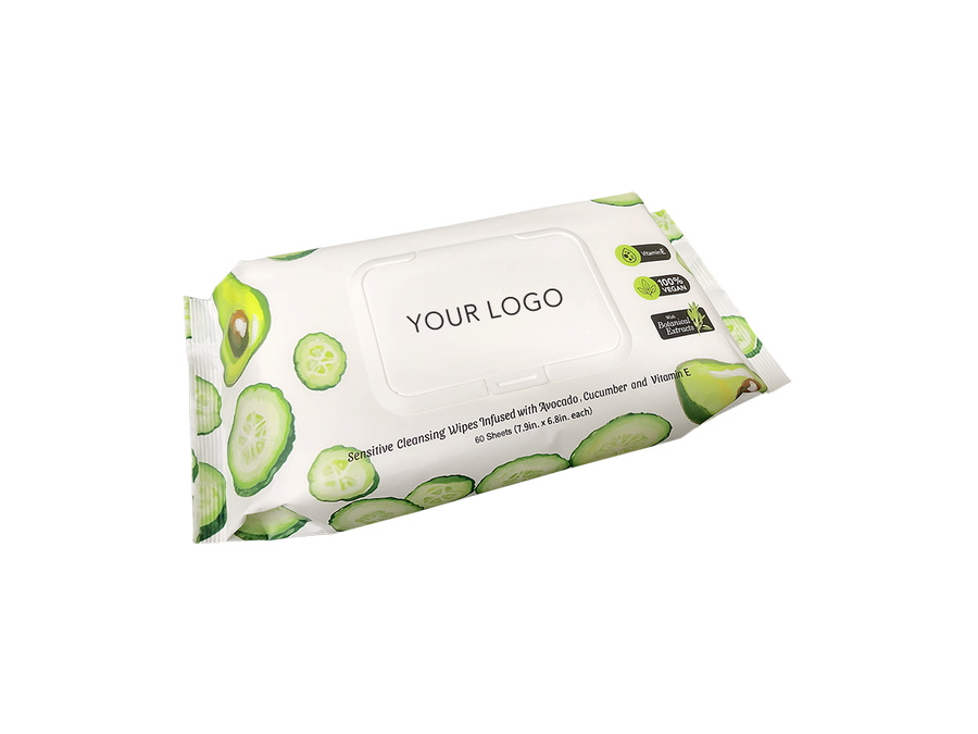 Makeup Wipes 60 sheets (7.9 in X 6.8 in) - Infused with Avocado, Cucumber and Vitamin E
